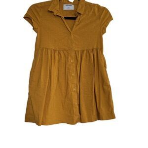 Old Navy Girl's Size 6-7 Yellow Goldenrod Buttondown Textured Dress